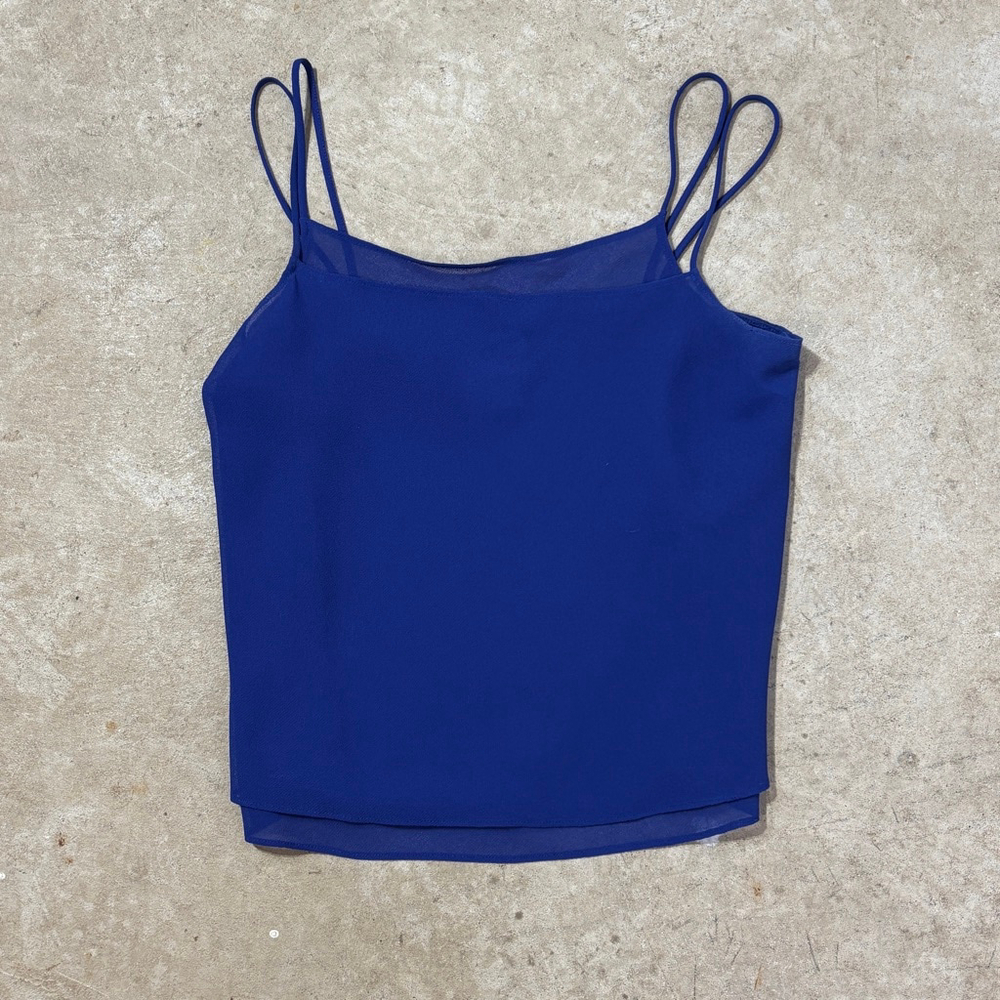 Vintage Joseph Ribkoff Women's 12 Union Made Blue Layered Camisole Double Strap